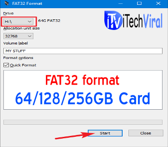 format 64gb sd to fat32